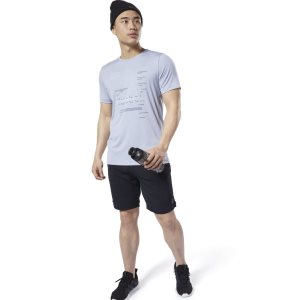 Reebok Workout Ready Graphic T Shirt Herren - HellBlau - DE 763-FDY